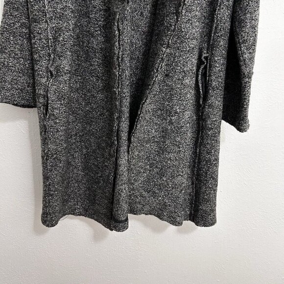 Tahari Long Open Long Cardigan Large Gray Sleeve Relaxed Duster Wool Blend Sz L - Picture 3 of 11